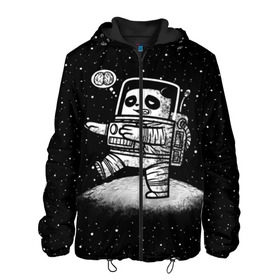 Мужская куртка 3D с принтом Панда лунатик в Санкт-Петербурге, ткань верха — 100% полиэстер, подклад — флис | прямой крой, подол и капюшон оформлены резинкой с фиксаторами, два кармана без застежек по бокам, один большой потайной карман на груди. Карман на груди застегивается на липучку | astronaut | cosmonaut | cosmos | galaxy | gravity | moon | planet | space | star | universe | астронавт | вселенная | галактика | звезды | космонавт | космос | луна | лунатик