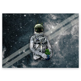 Поздравительная открытка с принтом Посланник природы в Санкт-Петербурге, 100% бумага | плотность бумаги 280 г/м2, матовая, на обратной стороне линовка и место для марки
 | astronaut | cosmonaut | cosmos | galaxy | meteor | moon | planet | space | star | universe | астронавт | бесконечность | вселенная | галактика | звезды | космонавт | космос | луна