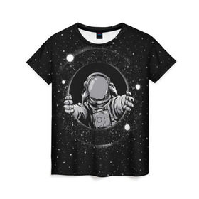 Женская футболка 3D с принтом Черная дыра в Санкт-Петербурге, 100% полиэфир ( синтетическое хлопкоподобное полотно) | прямой крой, круглый вырез горловины, длина до линии бедер | astronaut | cosmonaut | cosmos | galaxy | meteor | moon | planet | space | star | universe | астронавт | бесконечность | вселенная | галактика | космонавт | космос | черная дыра