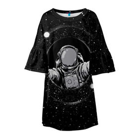 Детское платье 3D с принтом Черная дыра в Санкт-Петербурге, 100% полиэстер | прямой силуэт, чуть расширенный к низу. Круглая горловина, на рукавах — воланы | Тематика изображения на принте: astronaut | cosmonaut | cosmos | galaxy | meteor | moon | planet | space | star | universe | астронавт | бесконечность | вселенная | галактика | космонавт | космос | черная дыра