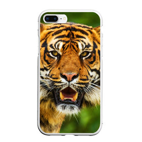 Чехол для iPhone 7Plus/8 Plus матовый с принтом Тигр в Санкт-Петербурге, Силикон | Область печати: задняя сторона чехла, без боковых панелей | дикая кошка | животное | клыки | лев | тигр. tiger | хищник