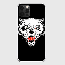 Чехол для iPhone 12 Pro Max с принтом Волк в Санкт-Петербурге, Силикон |  | animal | background | black | eyes | fangs | head | predator | red | teeth | white | wolf | белый | волк | глаза | голова | животное | зверь | клыки | красные | оскал | фон | хищник | черный