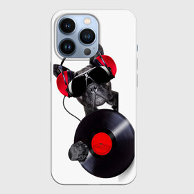 Чехол для iPhone 13 Pro с принтом DJ бульдог в Санкт-Петербурге,  |  | бульдог | винил | диджей | музыка | наушники | очки | пёс | пластинка | собака | юмор