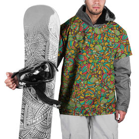 Накидка на куртку 3D с принтом Узор пейсли в Санкт-Петербурге, 100% полиэстер |  | бута | восточный | индийский | капля | листья | огурцы | орнамент | паттерн