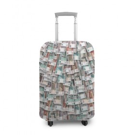 Чехол для чемодана 3D с принтом Российские деньги в Санкт-Петербурге, 86% полиэфир, 14% спандекс | двустороннее нанесение принта, прорези для ручек и колес | бабки | бабло | банк | банкнота | богатство | бумажный | купюры | куча | рубль