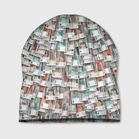 Шапка 3D с принтом Российские деньги в Санкт-Петербурге, 100% полиэстер | универсальный размер, печать по всей поверхности изделия | Тематика изображения на принте: бабки | бабло | банк | банкнота | богатство | бумажный | купюры | куча | рубль