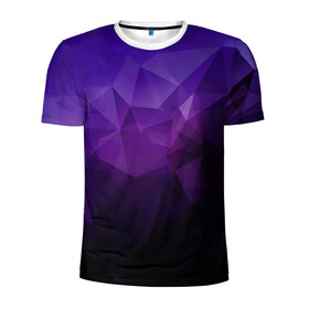 Мужская футболка 3D спортивная с принтом PolyViolet в Санкт-Петербурге, 100% полиэстер с улучшенными характеристиками | приталенный силуэт, круглая горловина, широкие плечи, сужается к линии бедра | Тематика изображения на принте: полигон | тёмный | треугольники | фиолетовый