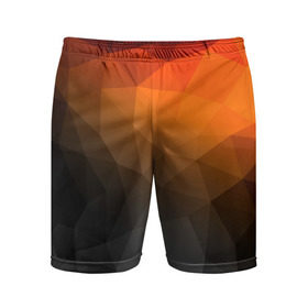 Мужские шорты 3D спортивные с принтом abstraction в Санкт-Петербурге,  |  | оранжевый | полигон | треугольники черный