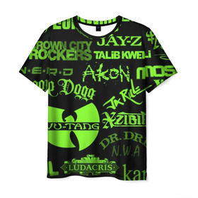 Мужская футболка 3D с принтом Hip-Hop в Санкт-Петербурге, 100% полиэфир | прямой крой, круглый вырез горловины, длина до линии бедер | akon | eminem | hip hop | snoop dogg | wu tang | xzibit | хип хоп | эминем