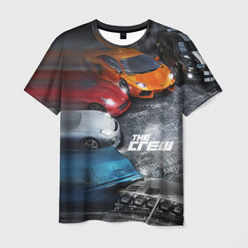 Мужская футболка 3D с принтом The CREW в Санкт-Петербурге, 100% полиэфир | прямой крой, круглый вырез горловины, длина до линии бедер | car | crew | dirt | grid | nfs | гонки | машина | нфс