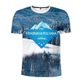 Мужская футболка 3D спортивная с принтом Красная поляна в Санкт-Петербурге, 100% полиэстер с улучшенными характеристиками | приталенный силуэт, круглая горловина, широкие плечи, сужается к линии бедра | горнолыжный курорт | горы | зима | красная поляна | лыжи | парк | роза хуторов | снег | сноутборд | сочи