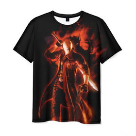 Мужская футболка 3D с принтом Devil May Cry в Санкт-Петербурге, 100% полиэфир | прямой крой, круглый вырез горловины, длина до линии бедер | devil | данте | дьявол | слэшер