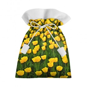 Подарочный 3D мешок с принтом Жёлтые тюльпаны в Санкт-Петербурге, 100% полиэстер | Размер: 29*39 см | Тематика изображения на принте: поле | цветы | яркий