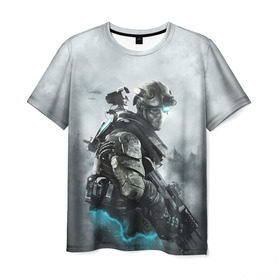 Мужская футболка 3D с принтом Ghost Recon в Санкт-Петербурге, 100% полиэфир | прямой крой, круглый вырез горловины, длина до линии бедер | battlefield | call of duty | clancy | cod | counter | csgo | rainbow | six | strike | tom | tom clancy’s