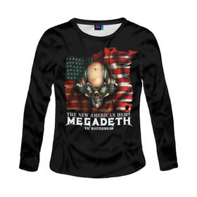 Женский лонгслив 3D с принтом Megadeth #3 в Санкт-Петербурге, 100% полиэстер | длинные рукава, круглый вырез горловины, полуприлегающий силуэт | dave | megadeth | metal | mustaine | rattlehead | rock | thrash | vic | дейв | мастейн | мегадез | мегадет | мегедес | метал | рок | треш