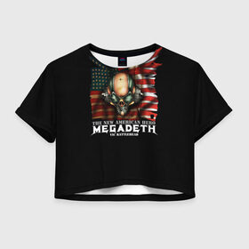 Женская футболка 3D укороченная с принтом Megadeth #3 в Санкт-Петербурге, 100% полиэстер | круглая горловина, длина футболки до линии талии, рукава с отворотами | dave | megadeth | metal | mustaine | rattlehead | rock | thrash | vic | дейв | мастейн | мегадез | мегадет | мегедес | метал | рок | треш