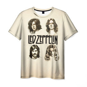 Мужская футболка 3D с принтом Led Zeppelin 1 в Санкт-Петербурге, 100% полиэфир | прямой крой, круглый вырез горловины, длина до линии бедер | led zeppelin | лед зеппелин | роберт плант