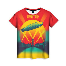 Женская футболка 3D с принтом Led Zeppelin 3 в Санкт-Петербурге, 100% полиэфир ( синтетическое хлопкоподобное полотно) | прямой крой, круглый вырез горловины, длина до линии бедер | led zeppelin | лед зеппелин | роберт плант