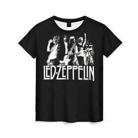 Женская футболка 3D с принтом Led Zeppelin 4 в Санкт-Петербурге, 100% полиэфир ( синтетическое хлопкоподобное полотно) | прямой крой, круглый вырез горловины, длина до линии бедер | led zeppelin | лед зеппелин | роберт плант