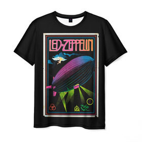 Мужская футболка 3D с принтом Led Zeppelin 6 в Санкт-Петербурге, 100% полиэфир | прямой крой, круглый вырез горловины, длина до линии бедер | Тематика изображения на принте: led zeppelin | лед зеппелин | роберт плант