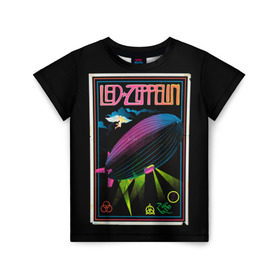 Детская футболка 3D с принтом Led Zeppelin 6 в Санкт-Петербурге, 100% гипоаллергенный полиэфир | прямой крой, круглый вырез горловины, длина до линии бедер, чуть спущенное плечо, ткань немного тянется | Тематика изображения на принте: led zeppelin | лед зеппелин | роберт плант