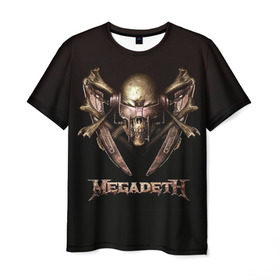Мужская футболка 3D с принтом Megadeth 3 в Санкт-Петербурге, 100% полиэфир | прямой крой, круглый вырез горловины, длина до линии бедер | megadeth | дирк вербурен | дэвид эллефсон | дэйв мастейн | кико лоурейро | мегадэт