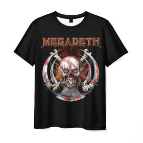Мужская футболка 3D с принтом Megadeth 5 в Санкт-Петербурге, 100% полиэфир | прямой крой, круглый вырез горловины, длина до линии бедер | megadeth | дирк вербурен | дэвид эллефсон | дэйв мастейн | кико лоурейро | мегадэт