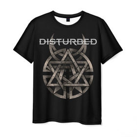 Мужская футболка 3D с принтом Disturbed 2 в Санкт-Петербурге, 100% полиэфир | прямой крой, круглый вырез горловины, длина до линии бедер | disturbed | donegan | draiman | moyer | wengren | венгрен | дистурбед | дониган | дрейман | мойер | хард рок