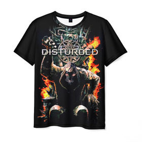 Мужская футболка 3D с принтом Disturbed 11 в Санкт-Петербурге, 100% полиэфир | прямой крой, круглый вырез горловины, длина до линии бедер | disturbed | donegan | draiman | moyer | wengren | венгрен | дистурбед | дониган | дрейман | мойер | хард рок