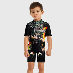 Детский купальный костюм 3D с принтом Disturbed 11 в Санкт-Петербурге, Полиэстер 85%, Спандекс 15% | застежка на молнии на спине | Тематика изображения на принте: disturbed | donegan | draiman | moyer | wengren | венгрен | дистурбед | дониган | дрейман | мойер | хард рок