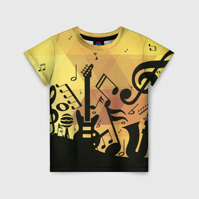 Детская футболка 3D с принтом Любовь к музыки в Санкт-Петербурге, 100% гипоаллергенный полиэфир | прямой крой, круглый вырез горловины, длина до линии бедер, чуть спущенное плечо, ткань немного тянется | веселые | искусство | музыка | новинки | подарок | рок | юмор | яркие
