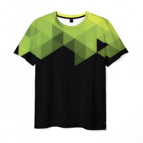 Мужская футболка 3D с принтом Trianse Green в Санкт-Петербурге, 100% полиэфир | прямой крой, круглый вырез горловины, длина до линии бедер | trianse | абстракция | бумага | геометрия | грани | изгиб | линии | оптические | полигоны | полосы | постель | розовый | сочетания | текстура | треугольники