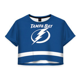 Женская футболка 3D укороченная с принтом Tampa Bay Drouin в Санкт-Петербурге, 100% полиэстер | круглая горловина, длина футболки до линии талии, рукава с отворотами | 27 | jonathan drouin | tampa bay lightning | джонатан друэн | нхл | тампа бэй лайтнинг | хоккей
