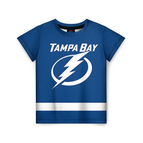 Детская футболка 3D с принтом Tampa Bay Drouin в Санкт-Петербурге, 100% гипоаллергенный полиэфир | прямой крой, круглый вырез горловины, длина до линии бедер, чуть спущенное плечо, ткань немного тянется | Тематика изображения на принте: 27 | jonathan drouin | tampa bay lightning | джонатан друэн | нхл | тампа бэй лайтнинг | хоккей