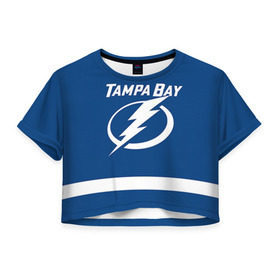 Женская футболка 3D укороченная с принтом Tampa Bay Nesterov в Санкт-Петербурге, 100% полиэстер | круглая горловина, длина футболки до линии талии, рукава с отворотами | 89 | nikita nesterov | tampa bay lightning | никита нестеров | нхл | тампа бэй лайтнинг | трактор | хоккей
