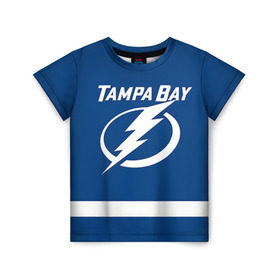 Детская футболка 3D с принтом Tampa Bay Johnson в Санкт-Петербурге, 100% гипоаллергенный полиэфир | прямой крой, круглый вырез горловины, длина до линии бедер, чуть спущенное плечо, ткань немного тянется | 9 | tampa bay lightning | tyler johnson | нхл | тайлер джонсон | тампа бэй лайтнинг | хоккей
