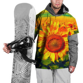 Накидка на куртку 3D с принтом Подсолнухи в Санкт-Петербурге, 100% полиэстер |  | лето | подсолнух | поле | природа | цветок | яркая