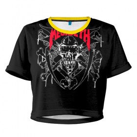 Женская футболка 3D укороченная с принтом Megadeth в Санкт-Петербурге, 100% полиэстер | круглая горловина, длина футболки до линии талии, рукава с отворотами | dave | megadeth | metal | mustaine | rattlehead | rock | thrash | vic | дейв | мастейн | мегадет | метал | рок | треш