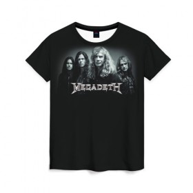 Женская футболка 3D с принтом Megadeth в Санкт-Петербурге, 100% полиэфир ( синтетическое хлопкоподобное полотно) | прямой крой, круглый вырез горловины, длина до линии бедер | dave | megadeth | metal | mustaine | rattlehead | rock | thrash | vic | дейв | мастейн | мегадет | метал | рок | треш