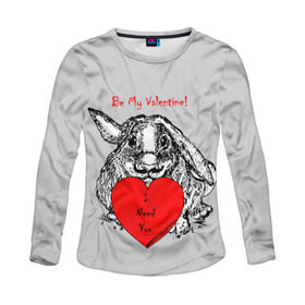 Женский лонгслив 3D с принтом Be my Valentine в Санкт-Петербурге, 100% полиэстер | длинные рукава, круглый вырез горловины, полуприлегающий силуэт | 14 | animal | be my valentine | february | heart | holiday | i need you | love | rabbit | valentines day | будь моей валентинкой | день святого валентина | животное | заяц | кролик | любовь | праздник | сердце | ты мне нужен | февраль