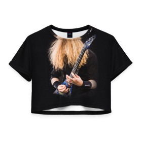 Женская футболка 3D укороченная с принтом Dave Mustaine в Санкт-Петербурге, 100% полиэстер | круглая горловина, длина футболки до линии талии, рукава с отворотами | dave | megadeth | metal | mustaine | rattlehead | rock | thrash | vic | дейв | мастейн | мегадет | метал | рок | треш