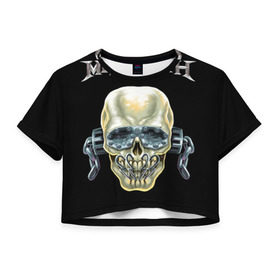 Женская футболка 3D укороченная с принтом Megadeth в Санкт-Петербурге, 100% полиэстер | круглая горловина, длина футболки до линии талии, рукава с отворотами | dave | megadeth | metal | mustaine | rattlehead | rock | thrash | vic | дейв | мастейн | мегадет | метал | рок | треш
