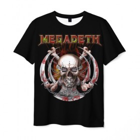 Мужская футболка 3D с принтом Megadeth в Санкт-Петербурге, 100% полиэфир | прямой крой, круглый вырез горловины, длина до линии бедер | 