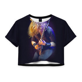 Женская футболка 3D укороченная с принтом Dave Mustaine в Санкт-Петербурге, 100% полиэстер | круглая горловина, длина футболки до линии талии, рукава с отворотами | dave | megadeth | metal | mustaine | rattlehead | rock | thrash | vic | дейв | мастейн | мегадет | метал | рок | треш