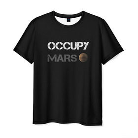 Мужская футболка 3D с принтом Захвати Марс в Санкт-Петербурге, 100% полиэфир | прямой крой, круглый вырез горловины, длина до линии бедер | Тематика изображения на принте: mars | space x | илон маск | марс | планеты | спэйс икс