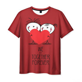 Мужская футболка 3D с принтом Мы вместе навсегда в Санкт-Петербурге, 100% полиэфир | прямой крой, круглый вырез горловины, длина до линии бедер | 14 | boy | celebration | february | girl | heart | love | valentines day | we are together forever | девочка | день святого валентина | любовь | мальчик | мы вместе навсегда | праздник | сердце | февраль