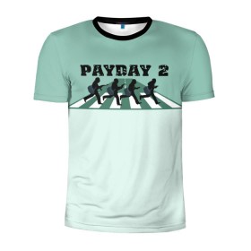 Мужская футболка 3D спортивная с принтом Payday 2 в Санкт-Петербурге, 100% полиэстер с улучшенными характеристиками | приталенный силуэт, круглая горловина, широкие плечи, сужается к линии бедра | game | payday | payday 2 | игра | игрок | компьютерные игры | маски