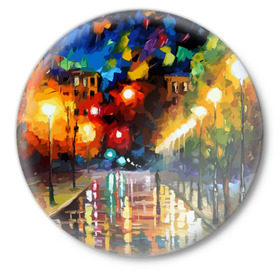 Значок с принтом Осень в Санкт-Петербурге,  металл | круглая форма, металлическая застежка в виде булавки | пейзаж | разноцветный | яркий