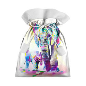 Подарочный 3D мешок с принтом Слоны в Санкт-Петербурге, 100% полиэстер | Размер: 29*39 см | Тематика изображения на принте: animal | art | bright | child | color | elephants | family | mother | rainbow | spectrum | животные | искусство | мама | радуга | ребенок | семья | слоны | спектр | цвета | яркие