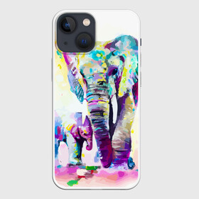 Чехол для iPhone 13 mini с принтом Слоны в Санкт-Петербурге,  |  | animal | art | bright | child | color | elephants | family | mother | rainbow | spectrum | животные | искусство | мама | радуга | ребенок | семья | слоны | спектр | цвета | яркие
